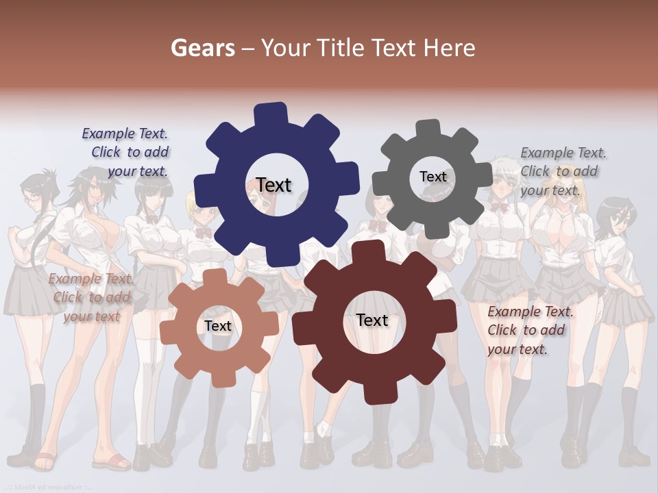 A Group Of Anime Girls Standing Next To Each Other PowerPoint Template