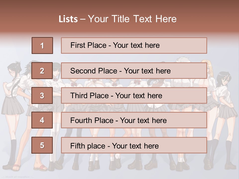 A Group Of Anime Girls Standing Next To Each Other PowerPoint Template