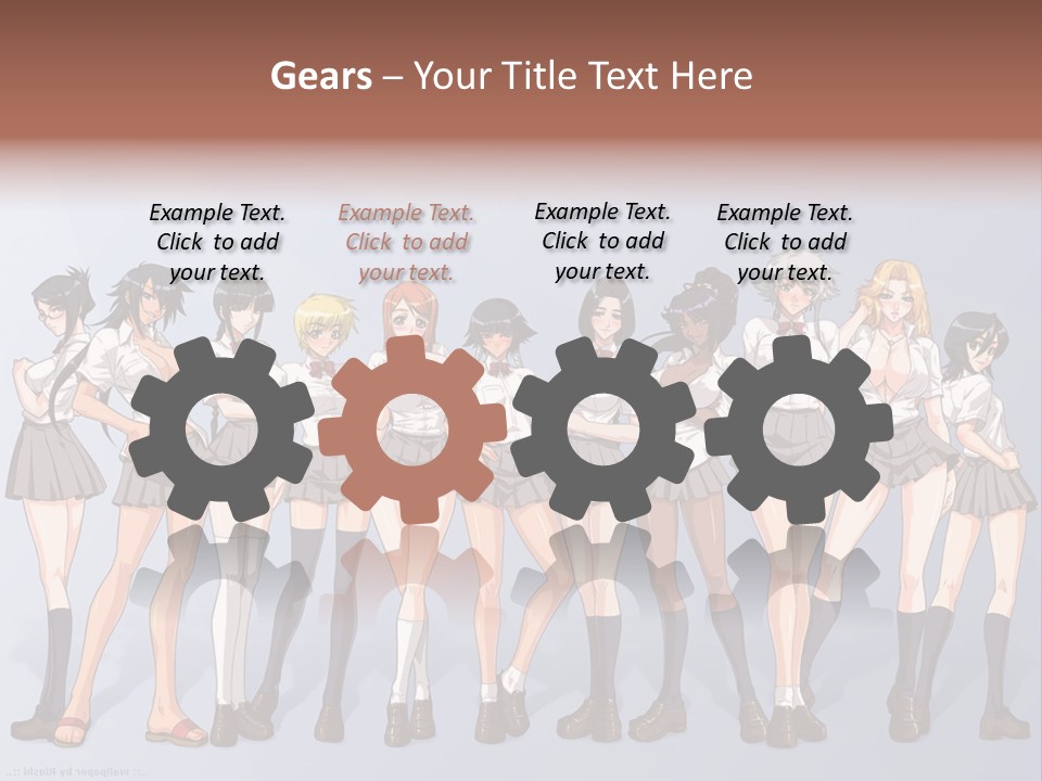 A Group Of Anime Girls Standing Next To Each Other PowerPoint Template