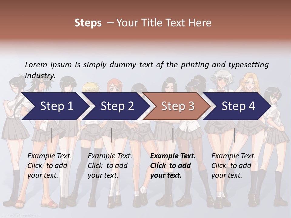 A Group Of Anime Girls Standing Next To Each Other PowerPoint Template