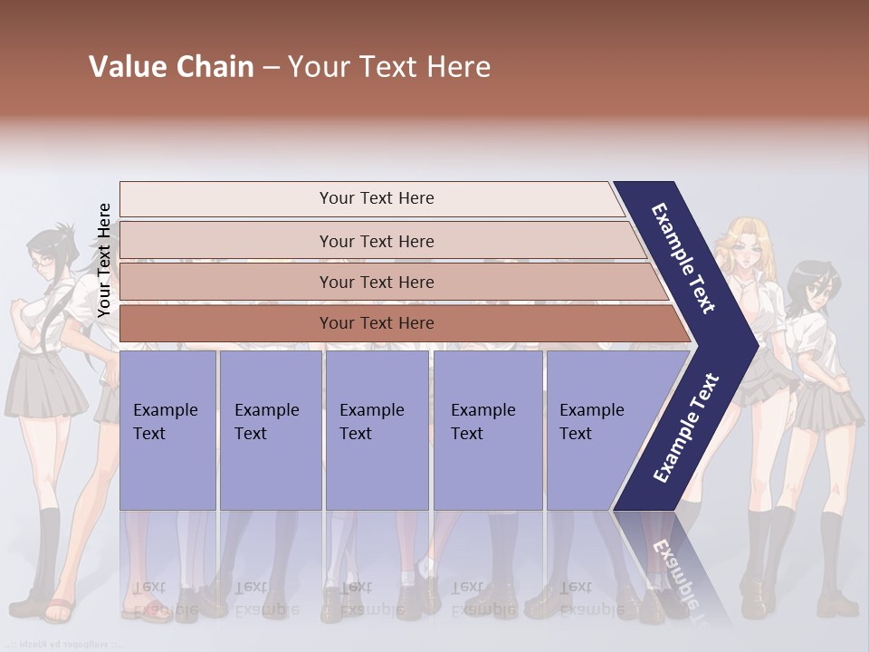 A Group Of Anime Girls Standing Next To Each Other PowerPoint Template