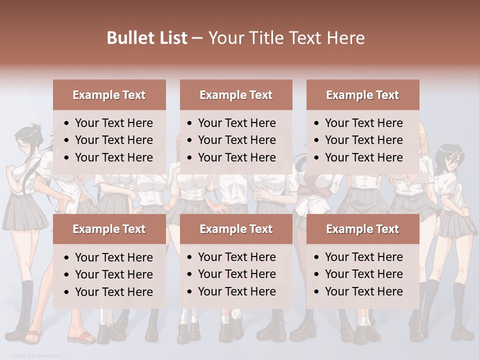 A Group Of Anime Girls Standing Next To Each Other PowerPoint Template