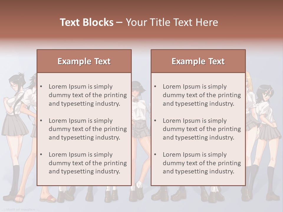 A Group Of Anime Girls Standing Next To Each Other PowerPoint Template