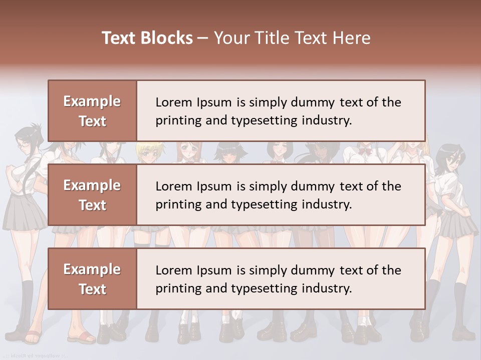 A Group Of Anime Girls Standing Next To Each Other PowerPoint Template