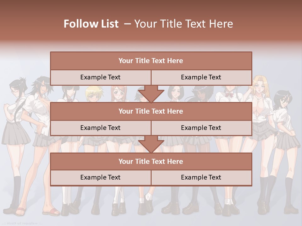 A Group Of Anime Girls Standing Next To Each Other PowerPoint Template