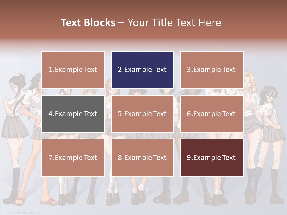 A Group Of Anime Girls Standing Next To Each Other PowerPoint Template