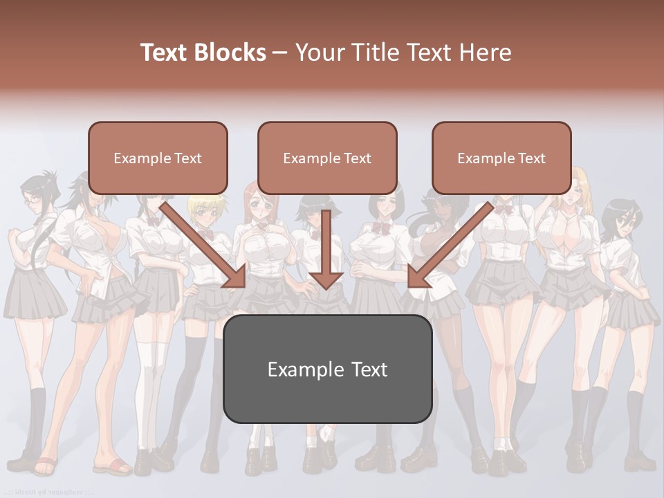 A Group Of Anime Girls Standing Next To Each Other PowerPoint Template