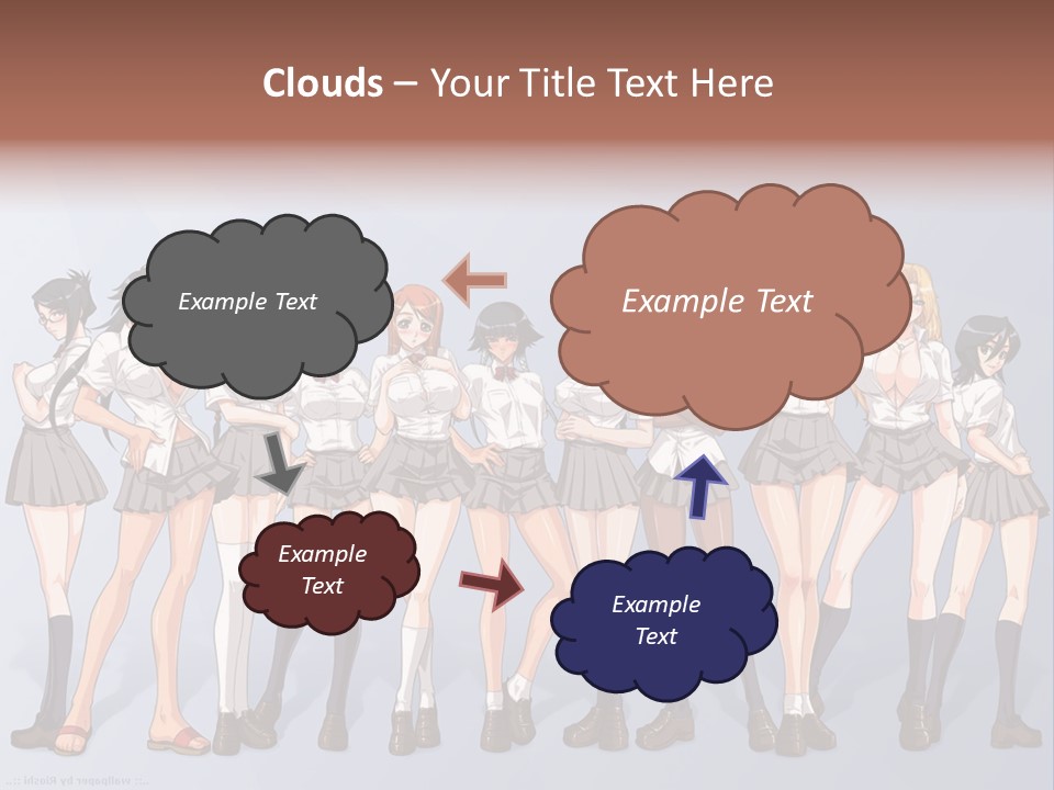 A Group Of Anime Girls Standing Next To Each Other PowerPoint Template