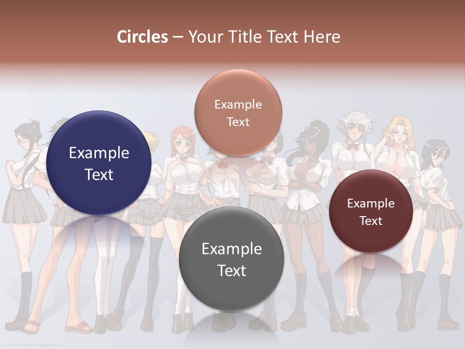 A Group Of Anime Girls Standing Next To Each Other PowerPoint Template