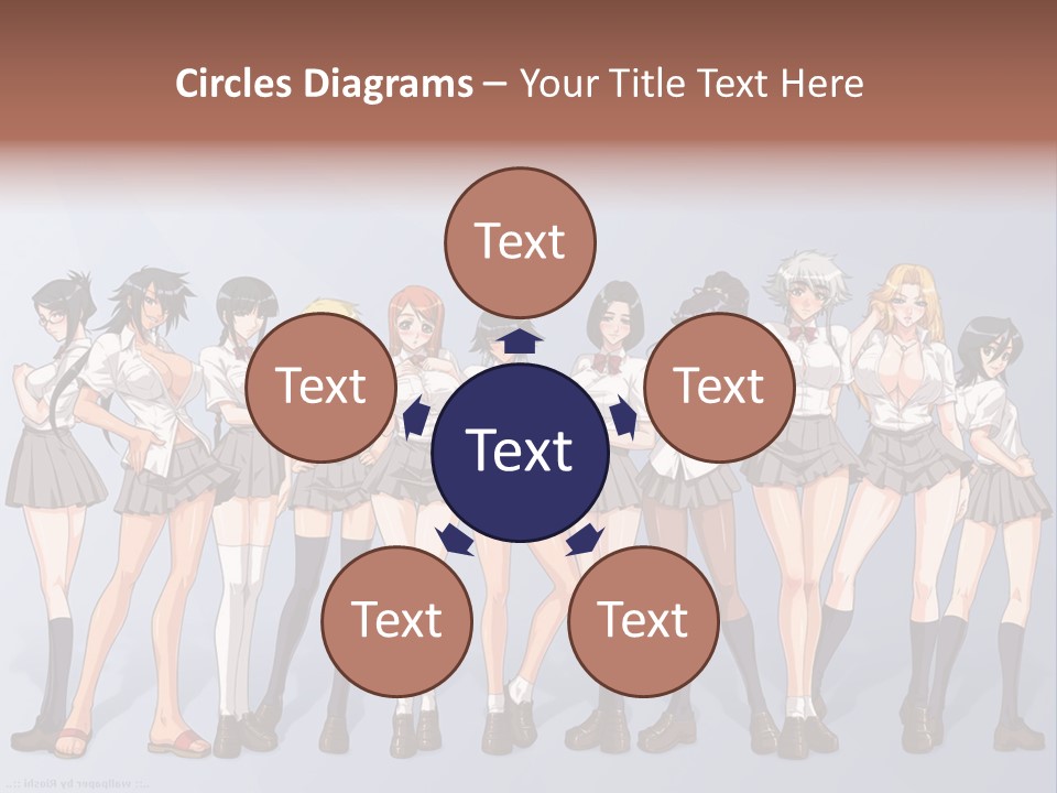 A Group Of Anime Girls Standing Next To Each Other PowerPoint Template