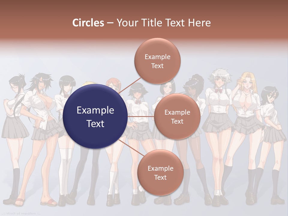 A Group Of Anime Girls Standing Next To Each Other PowerPoint Template