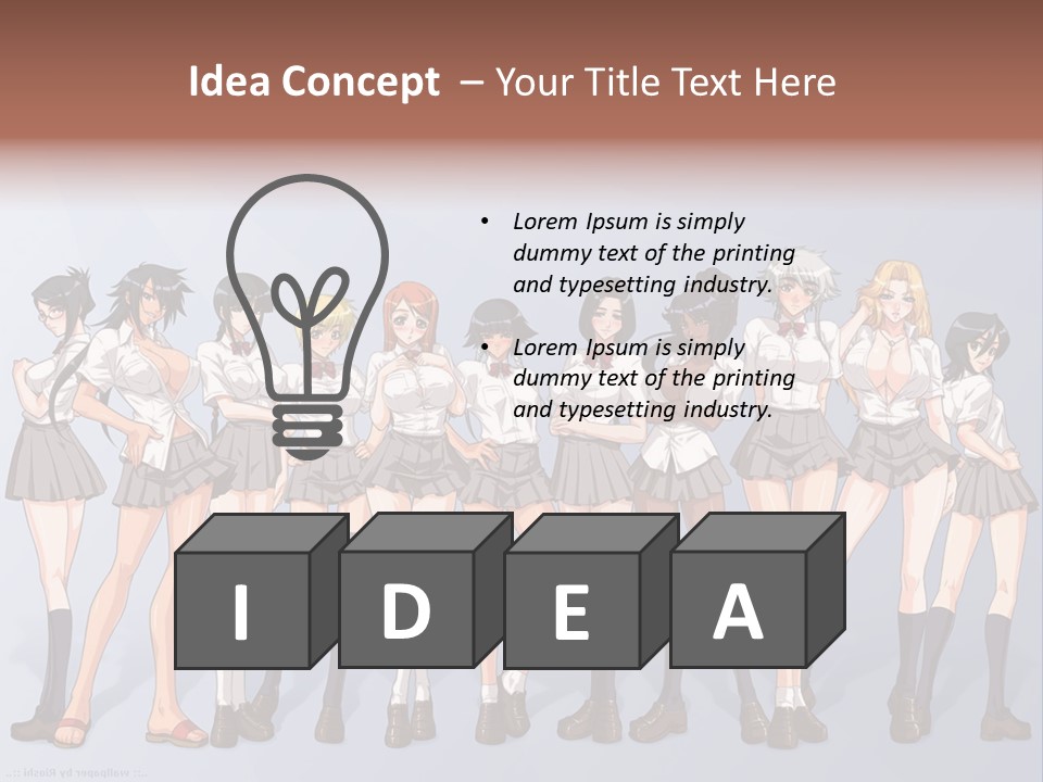 A Group Of Anime Girls Standing Next To Each Other PowerPoint Template