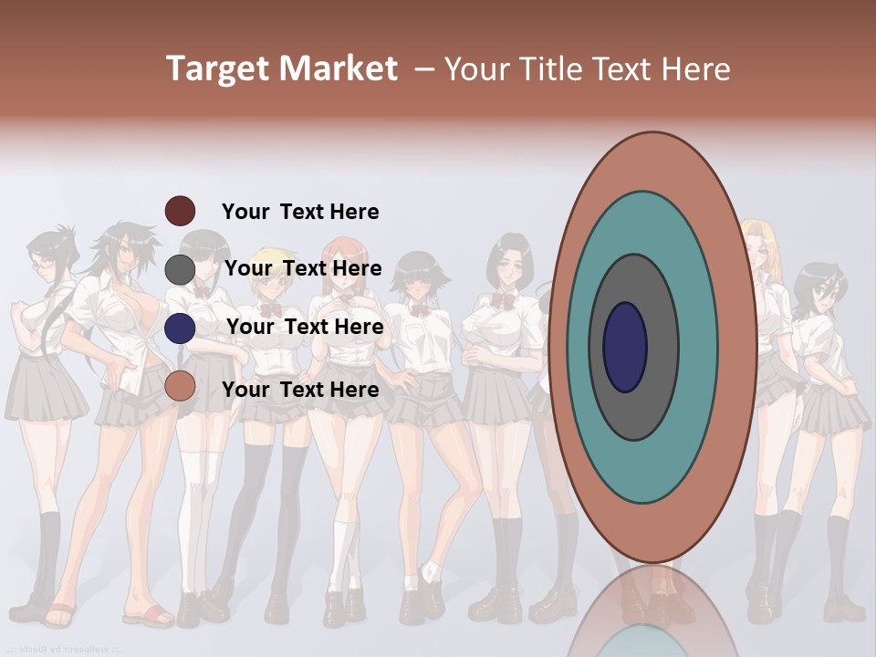 A Group Of Anime Girls Standing Next To Each Other PowerPoint Template