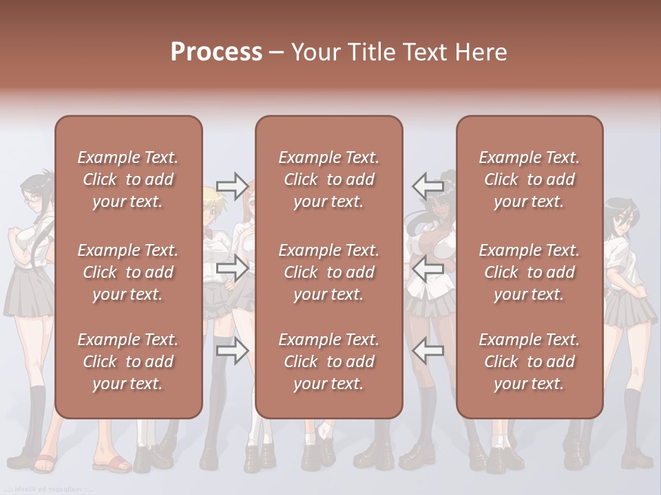 A Group Of Anime Girls Standing Next To Each Other PowerPoint Template