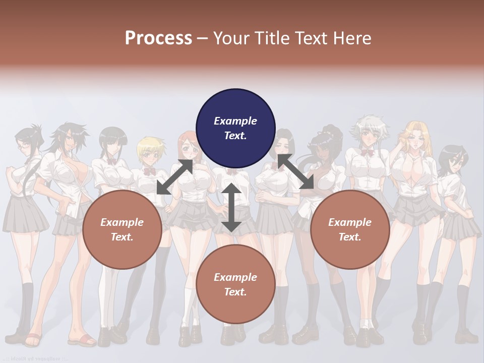 A Group Of Anime Girls Standing Next To Each Other PowerPoint Template