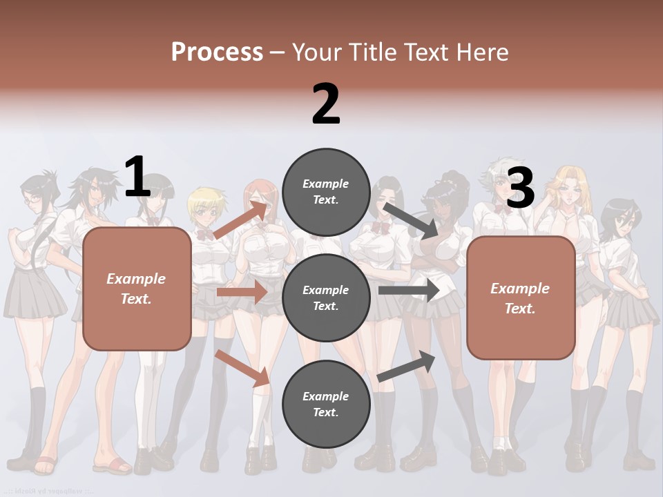 A Group Of Anime Girls Standing Next To Each Other PowerPoint Template