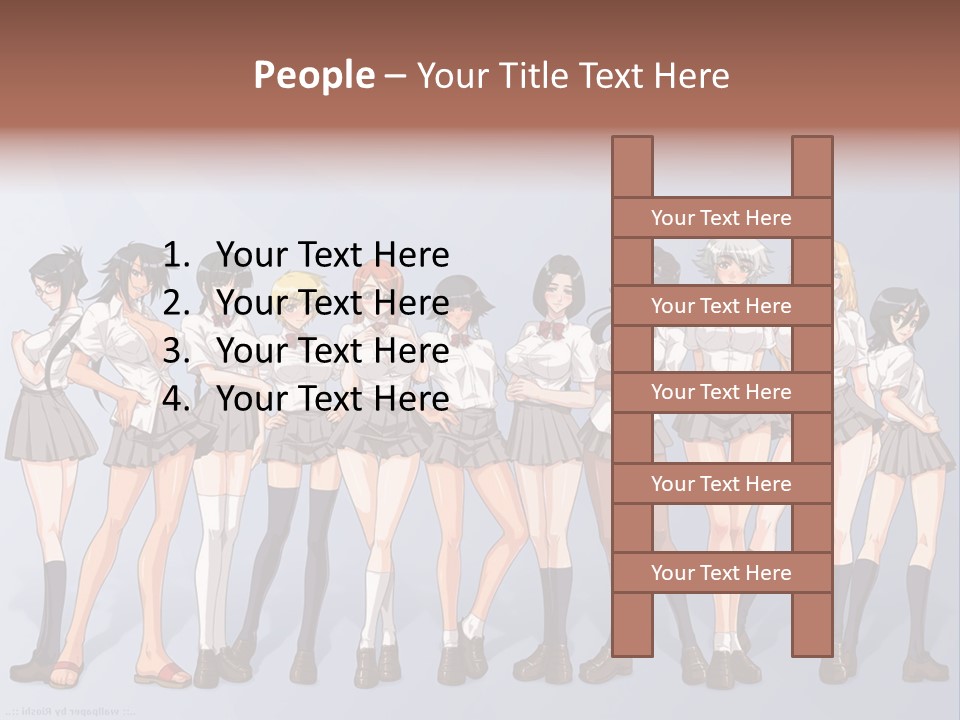 A Group Of Anime Girls Standing Next To Each Other PowerPoint Template