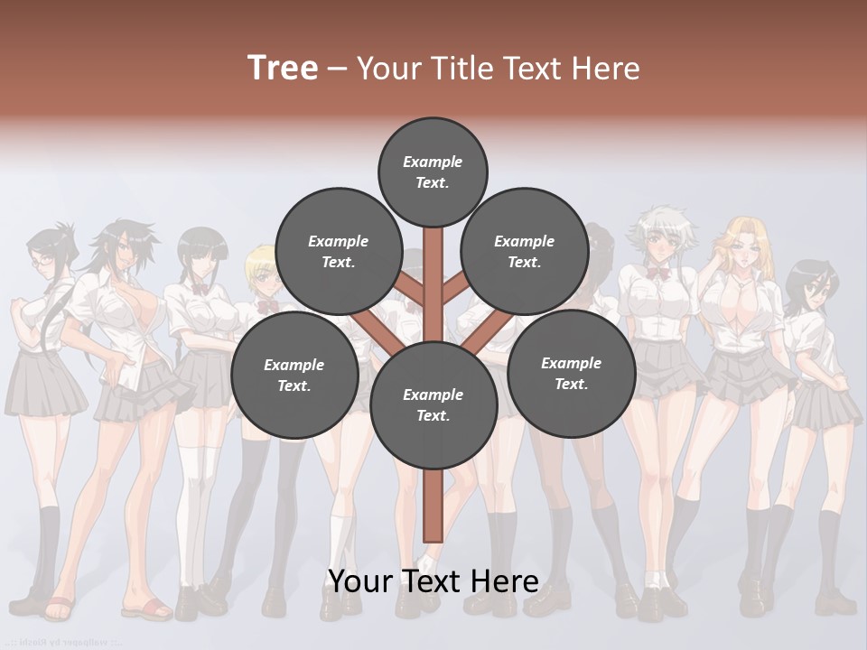 A Group Of Anime Girls Standing Next To Each Other PowerPoint Template