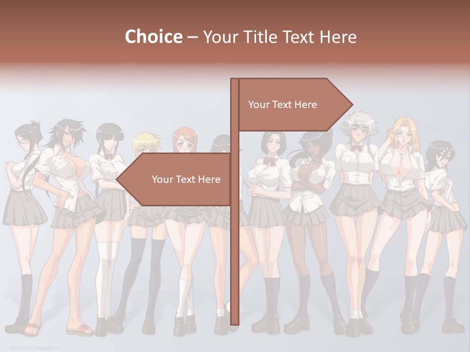 A Group Of Anime Girls Standing Next To Each Other PowerPoint Template