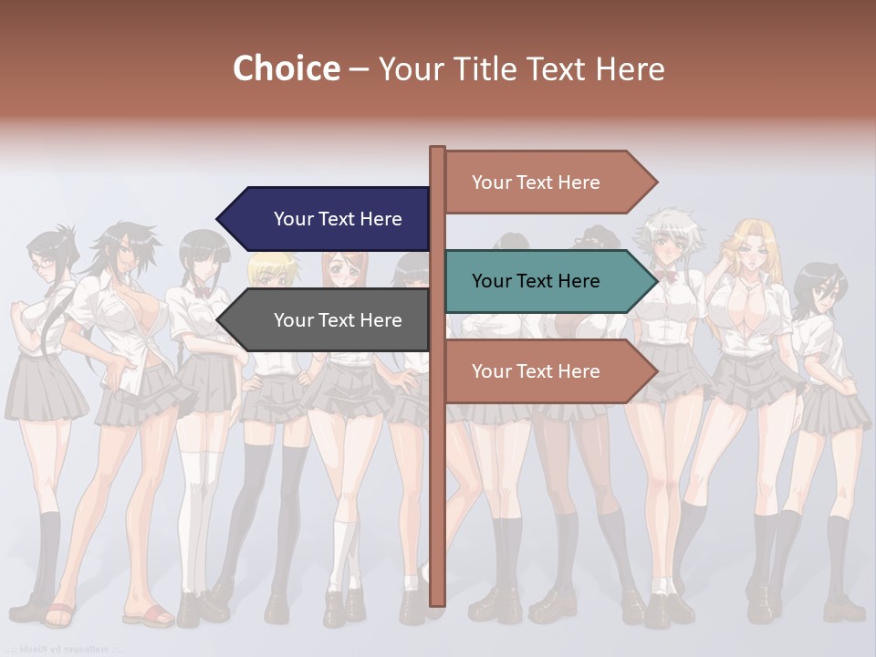 A Group Of Anime Girls Standing Next To Each Other PowerPoint Template