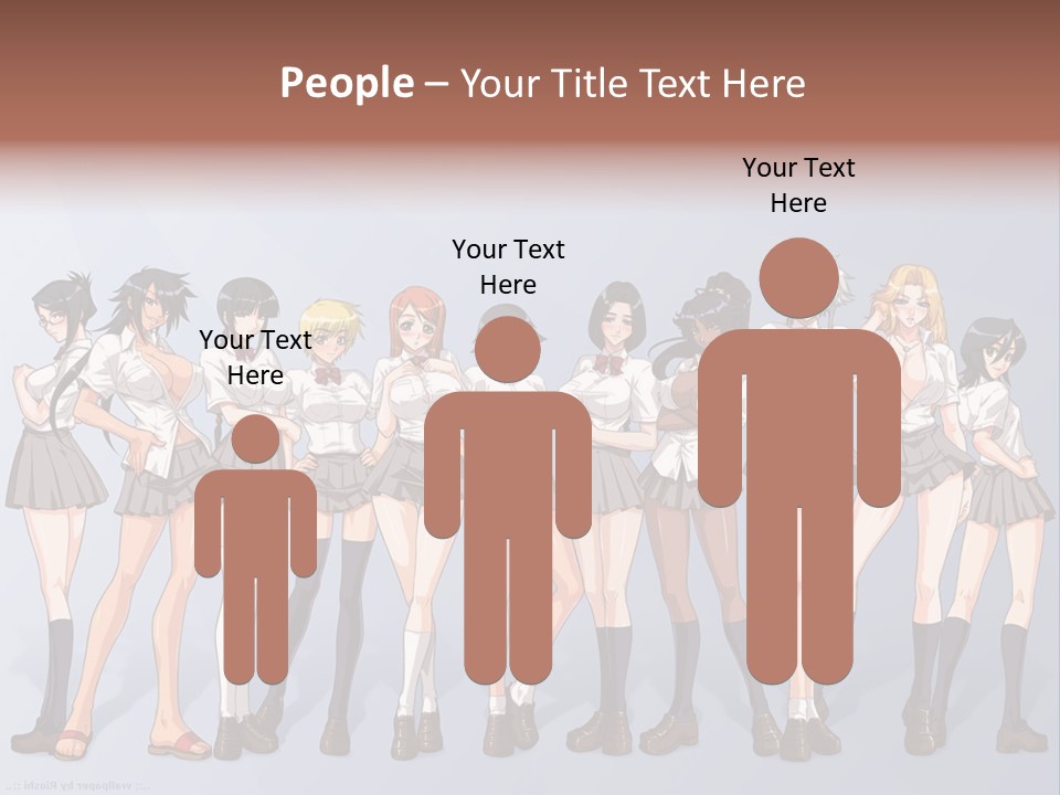 A Group Of Anime Girls Standing Next To Each Other PowerPoint Template