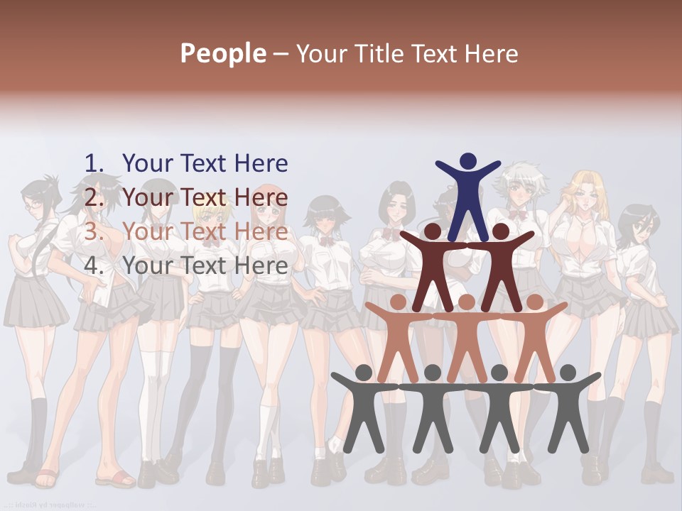 A Group Of Anime Girls Standing Next To Each Other PowerPoint Template