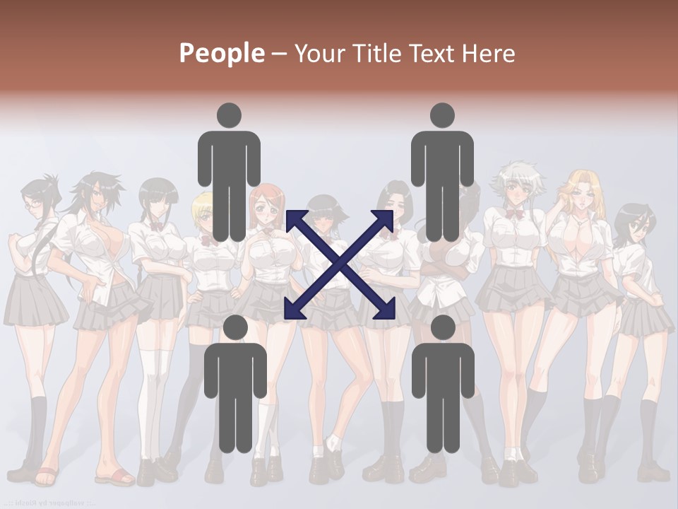 A Group Of Anime Girls Standing Next To Each Other PowerPoint Template