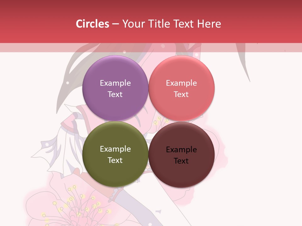 A Girl With Long Hair And A Pink Dress Is Standing In Front Of A Red PowerPoint Template