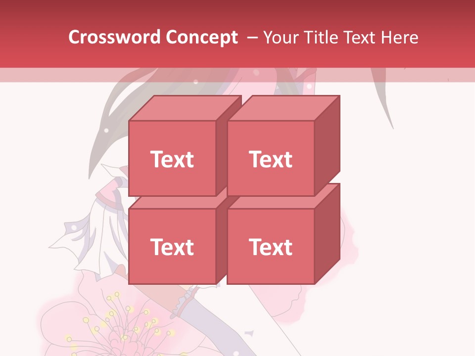 A Girl With Long Hair And A Pink Dress Is Standing In Front Of A Red PowerPoint Template