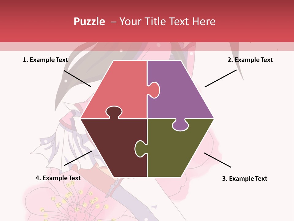 A Girl With Long Hair And A Pink Dress Is Standing In Front Of A Red PowerPoint Template