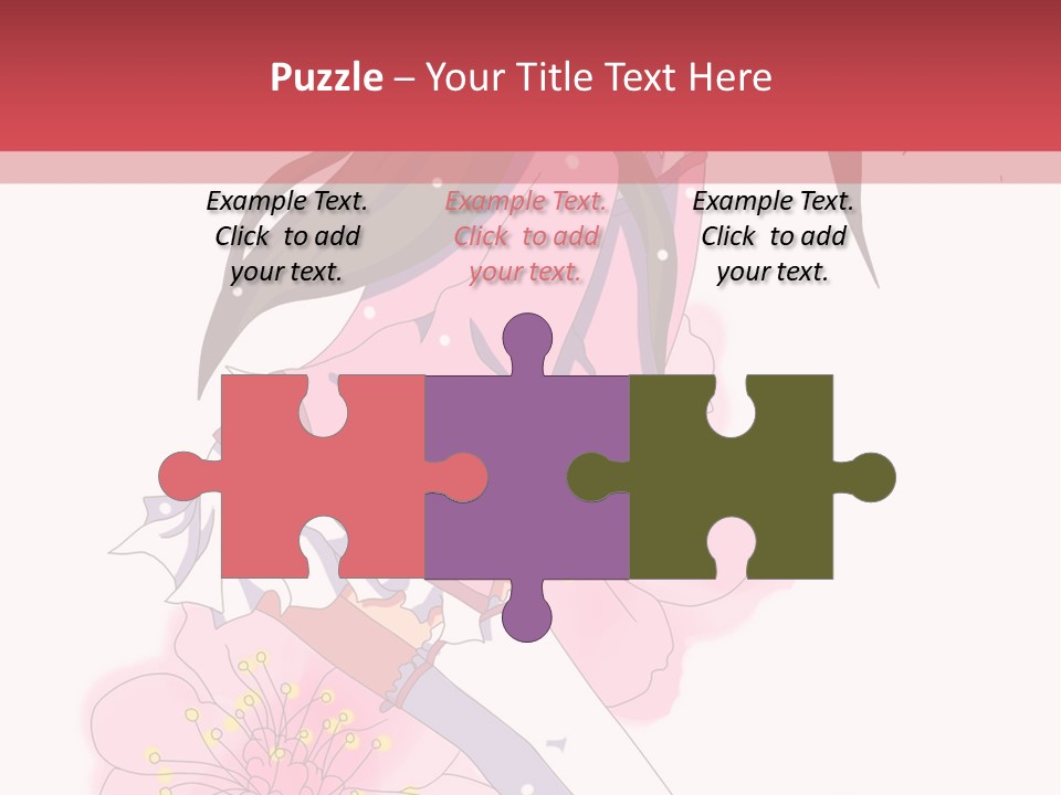 A Girl With Long Hair And A Pink Dress Is Standing In Front Of A Red PowerPoint Template