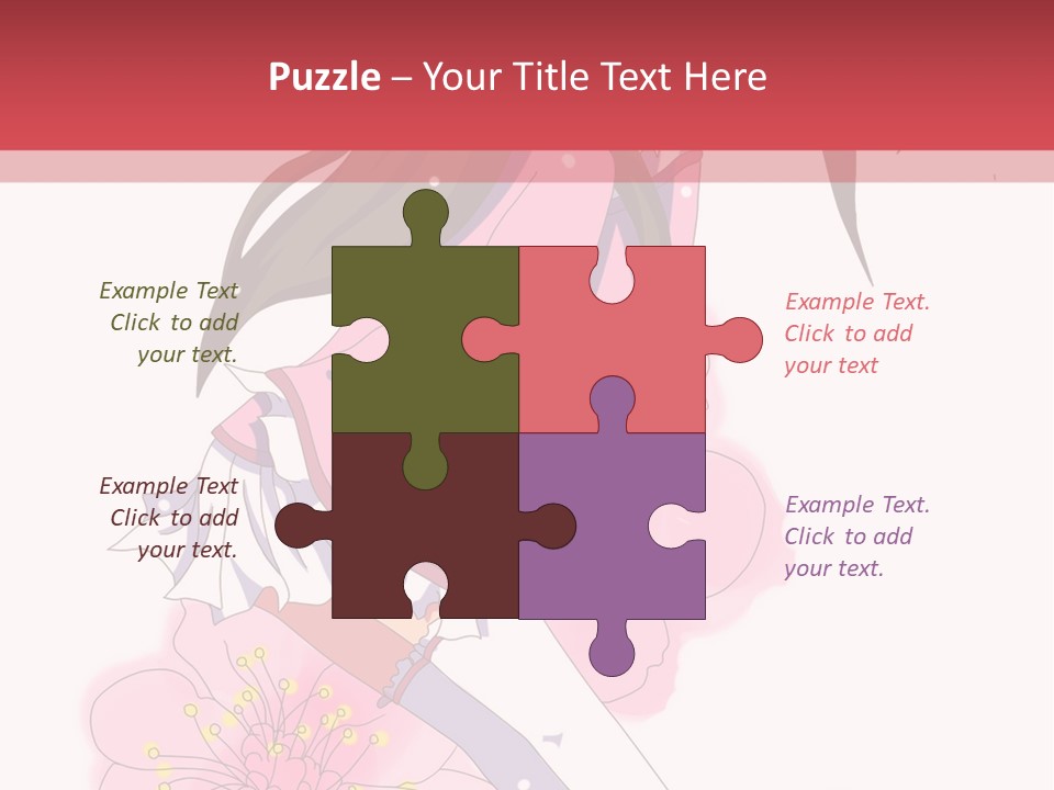 A Girl With Long Hair And A Pink Dress Is Standing In Front Of A Red PowerPoint Template