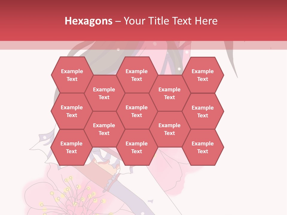 A Girl With Long Hair And A Pink Dress Is Standing In Front Of A Red PowerPoint Template