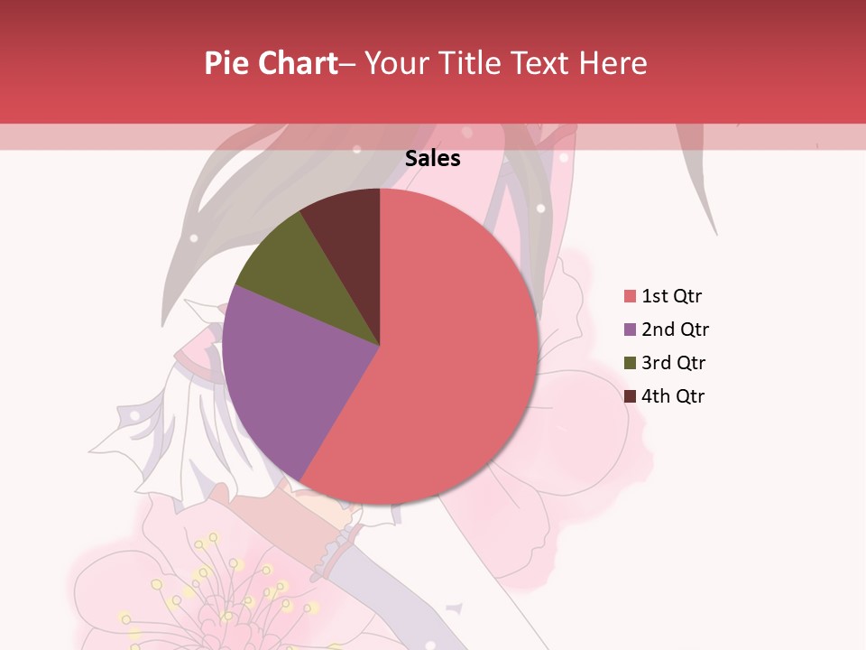 A Girl With Long Hair And A Pink Dress Is Standing In Front Of A Red PowerPoint Template