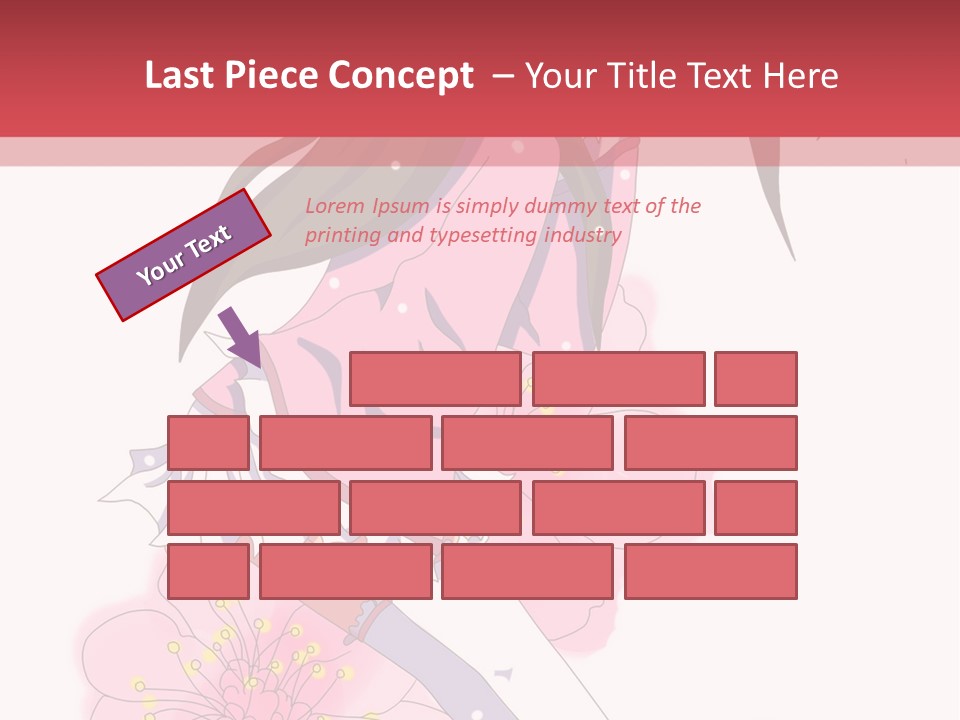 A Girl With Long Hair And A Pink Dress Is Standing In Front Of A Red PowerPoint Template