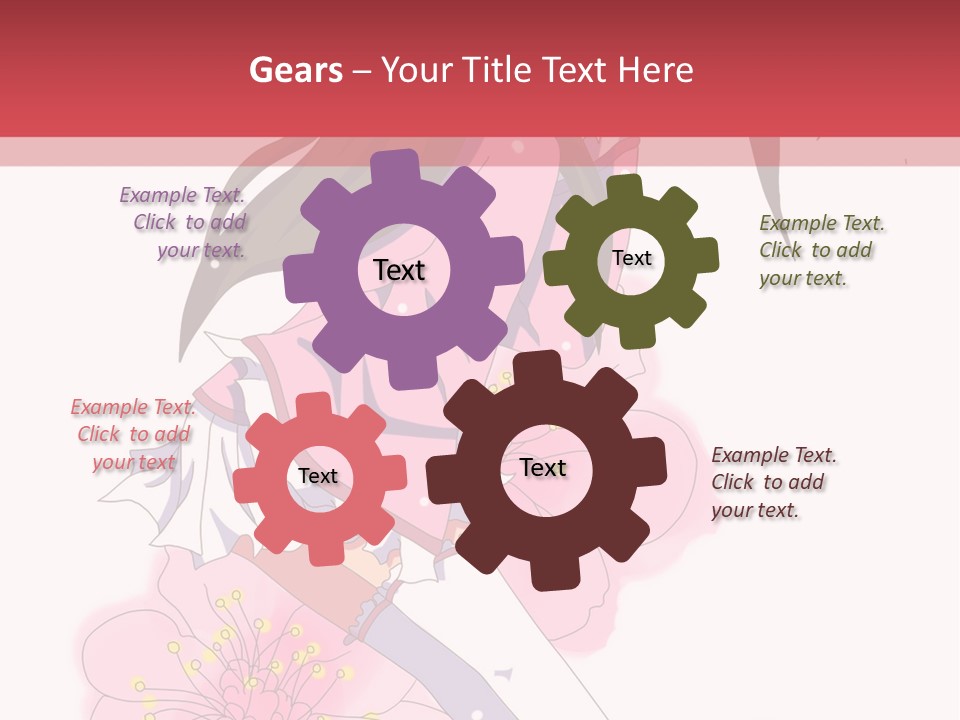 A Girl With Long Hair And A Pink Dress Is Standing In Front Of A Red PowerPoint Template