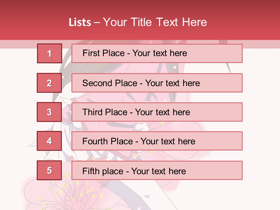 A Girl With Long Hair And A Pink Dress Is Standing In Front Of A Red PowerPoint Template