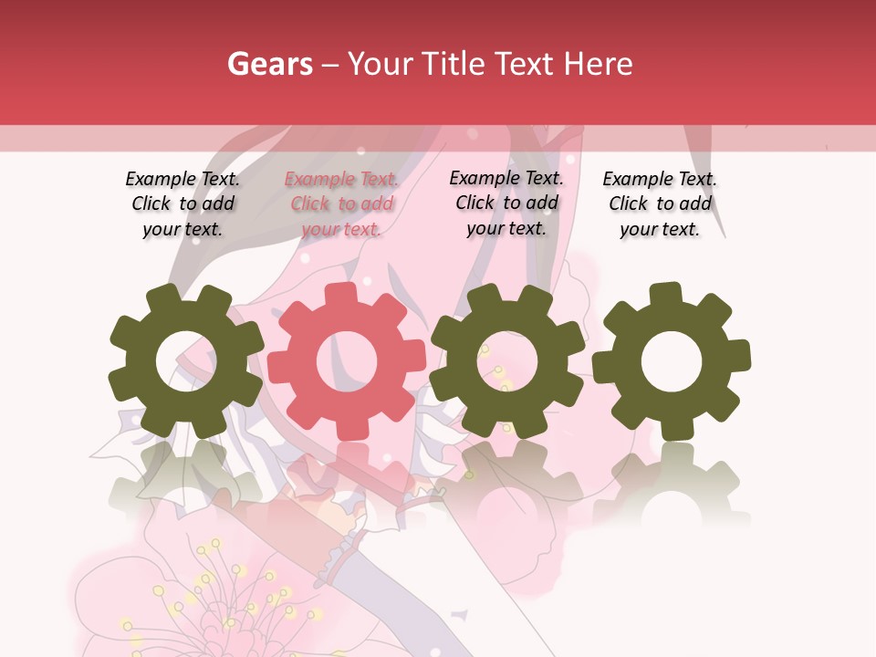 A Girl With Long Hair And A Pink Dress Is Standing In Front Of A Red PowerPoint Template