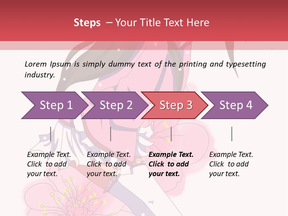 A Girl With Long Hair And A Pink Dress Is Standing In Front Of A Red PowerPoint Template