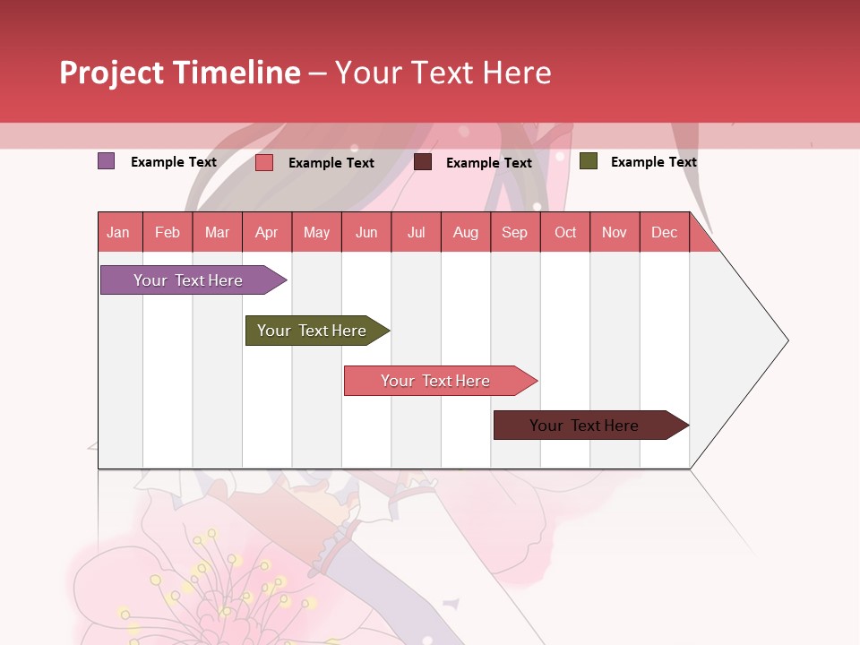 A Girl With Long Hair And A Pink Dress Is Standing In Front Of A Red PowerPoint Template