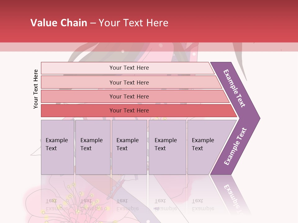 A Girl With Long Hair And A Pink Dress Is Standing In Front Of A Red PowerPoint Template