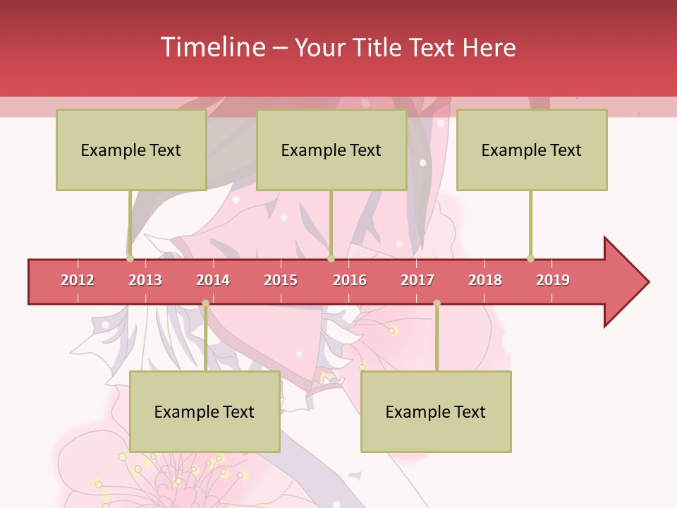 A Girl With Long Hair And A Pink Dress Is Standing In Front Of A Red PowerPoint Template