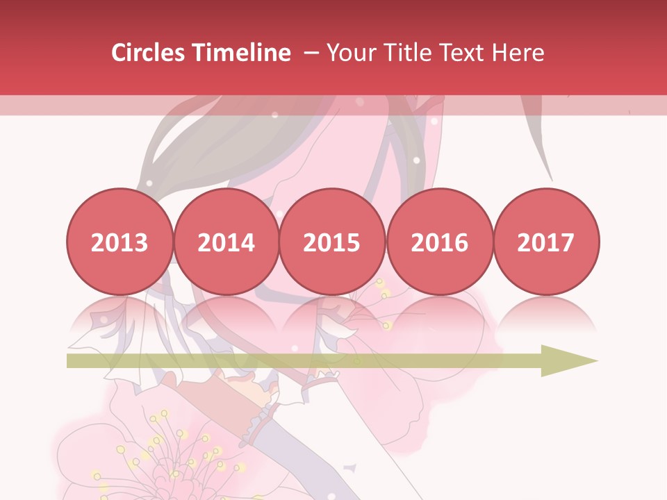 A Girl With Long Hair And A Pink Dress Is Standing In Front Of A Red PowerPoint Template