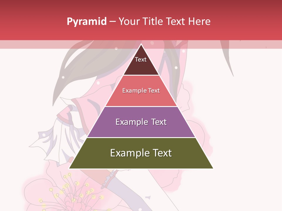 A Girl With Long Hair And A Pink Dress Is Standing In Front Of A Red PowerPoint Template