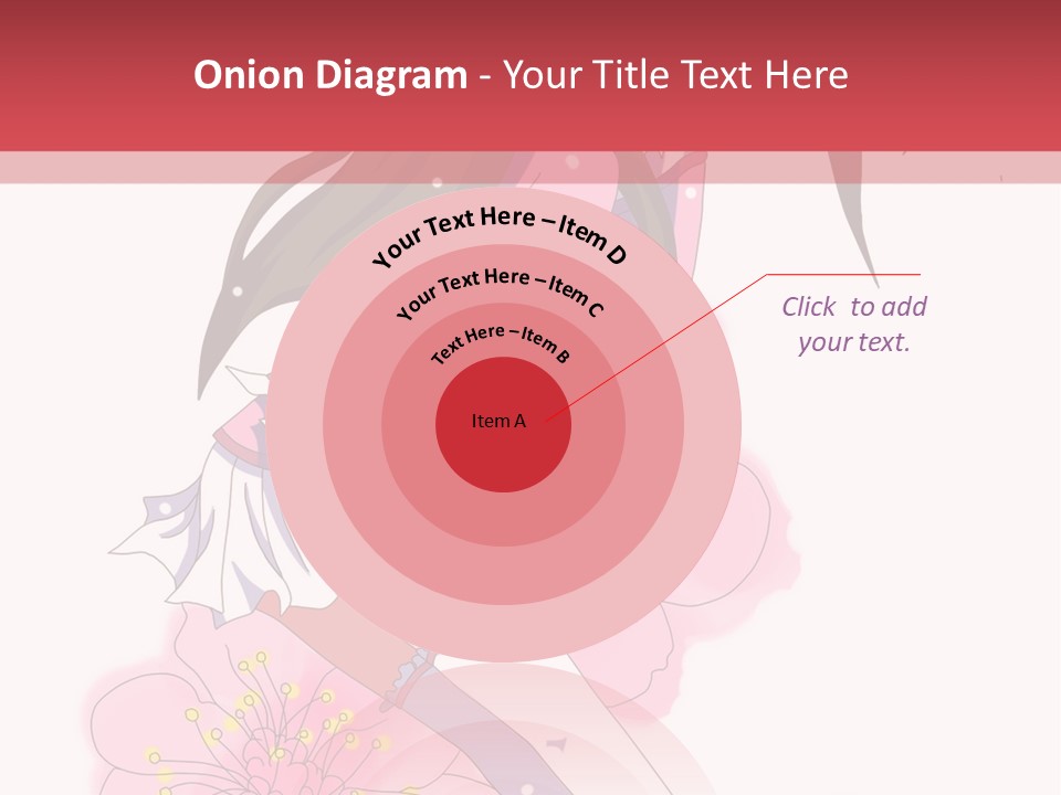 A Girl With Long Hair And A Pink Dress Is Standing In Front Of A Red PowerPoint Template