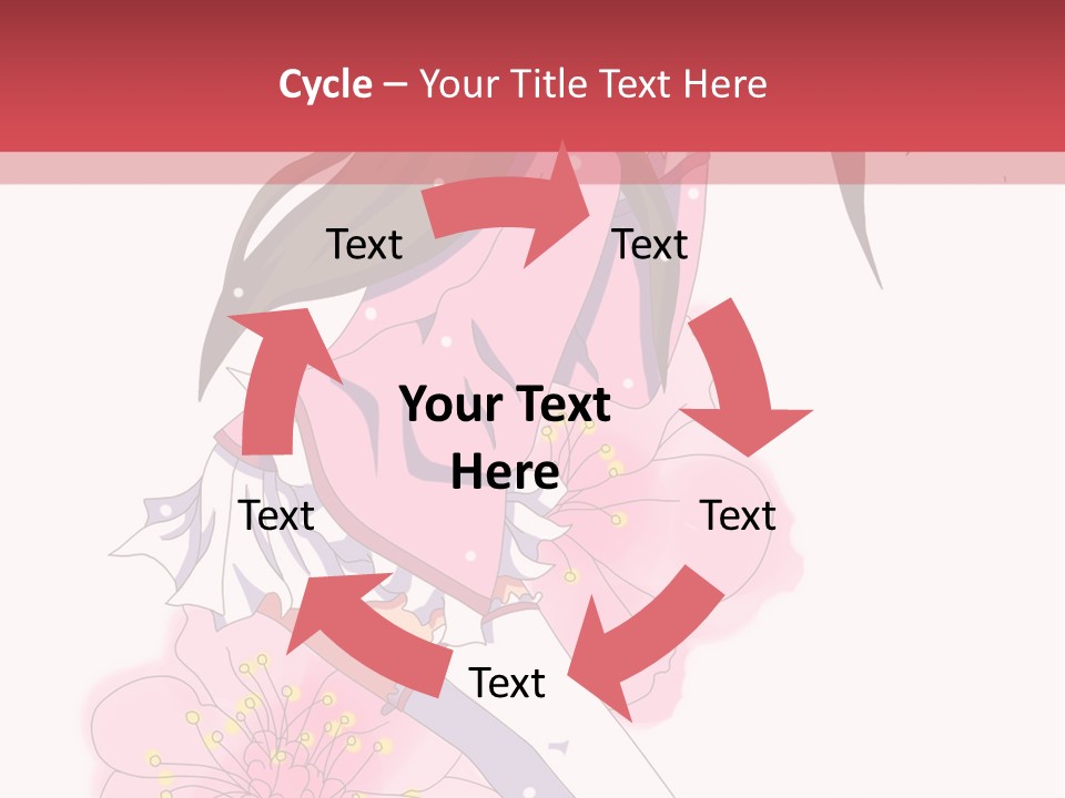 A Girl With Long Hair And A Pink Dress Is Standing In Front Of A Red PowerPoint Template