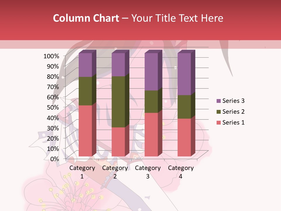 A Girl With Long Hair And A Pink Dress Is Standing In Front Of A Red PowerPoint Template