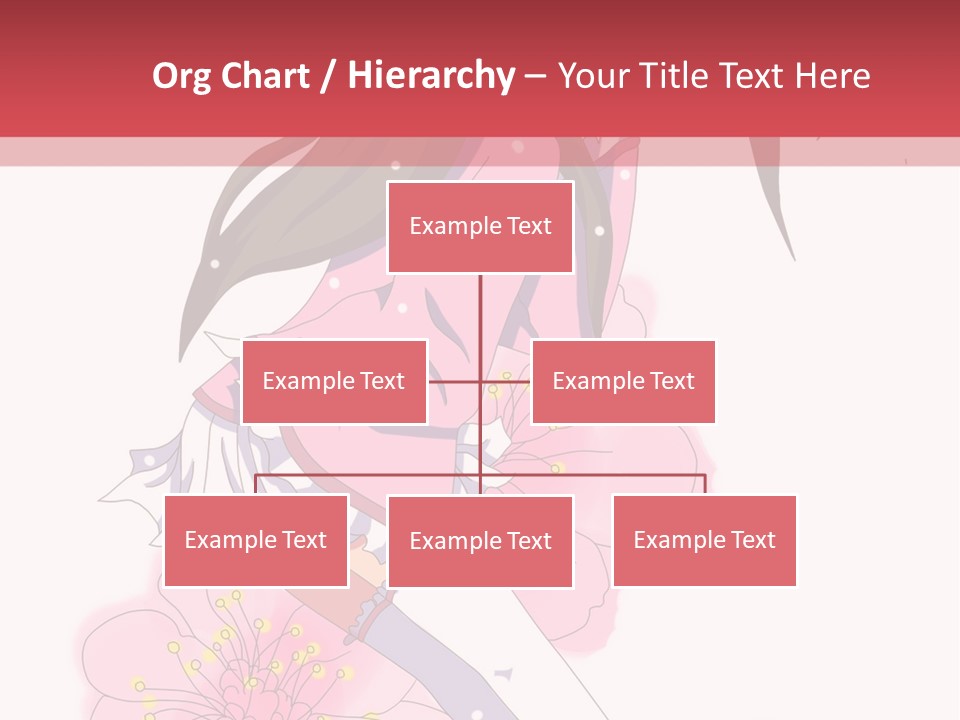 A Girl With Long Hair And A Pink Dress Is Standing In Front Of A Red PowerPoint Template