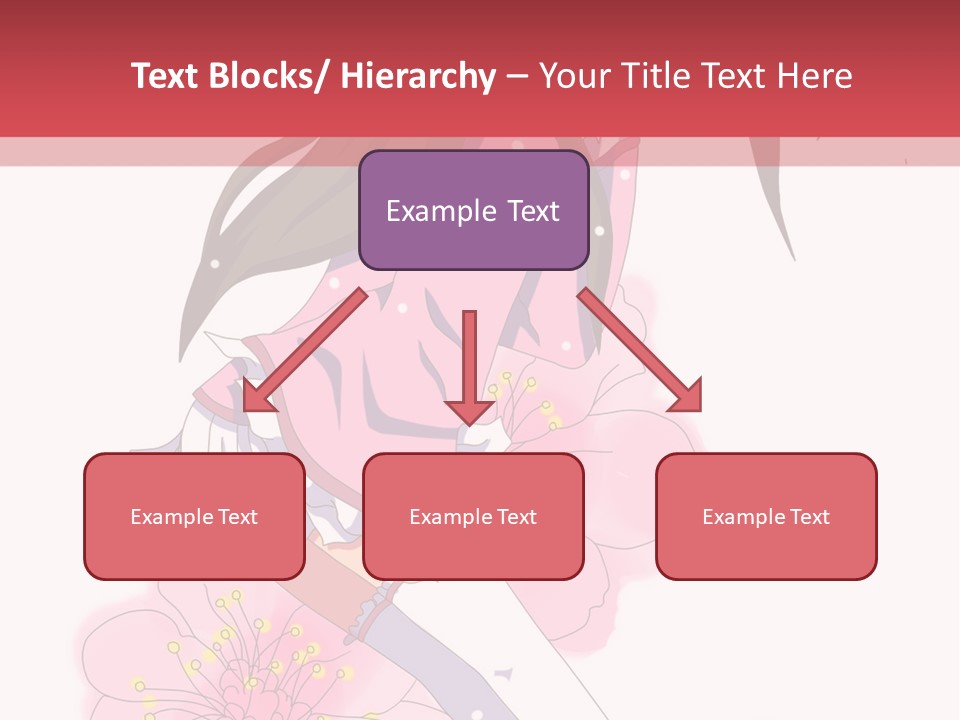 A Girl With Long Hair And A Pink Dress Is Standing In Front Of A Red PowerPoint Template