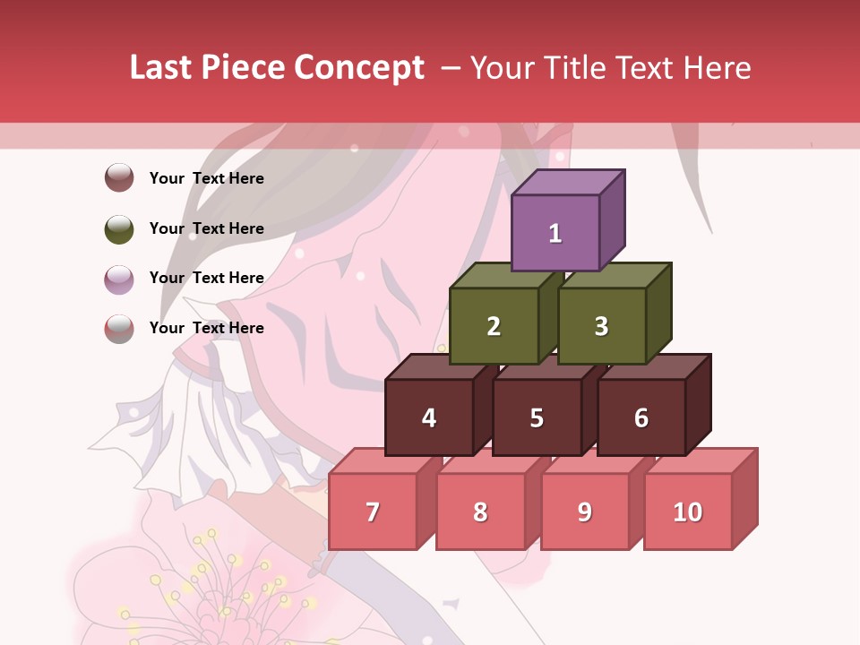 A Girl With Long Hair And A Pink Dress Is Standing In Front Of A Red PowerPoint Template